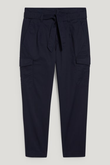 Donna - Pantaloni cargo - vita media - gamba ampia - blu scuro