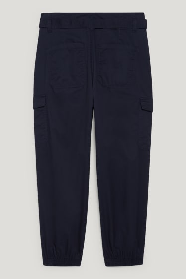 Donna - Pantaloni cargo - vita media - gamba ampia - blu scuro