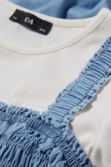 Bambine: - Set - maglia a maniche corte e vestito - 2 pezzi - azzurro
