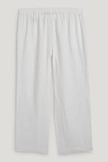 Dames - Linnen broek - mid waist - wide leg - wit