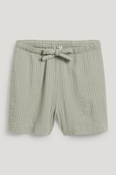 Damen - Pyjamashorts - gestreift - hellgrün