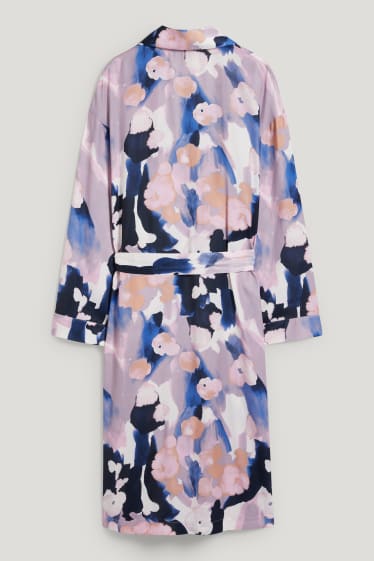 Mujer - Bata de raso - estampada - beige claro