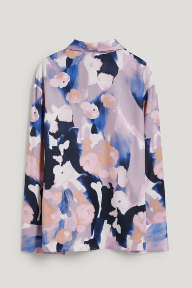 Femmes - Haut de pyjama en satin - à motif - beige clair