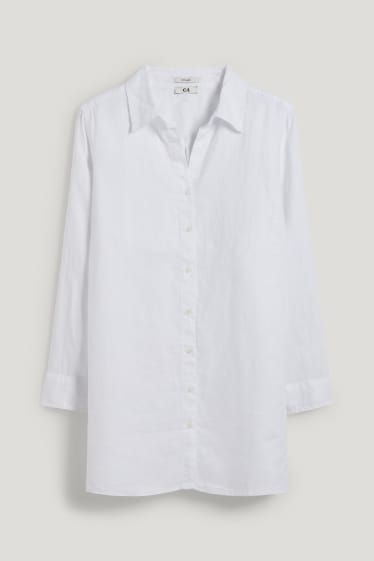 Donna - Blusa di lino - bianco