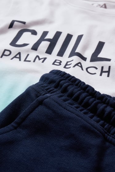 Garçons - Ensemble - T-shirt et short en molleton - 2 pièces - blanc