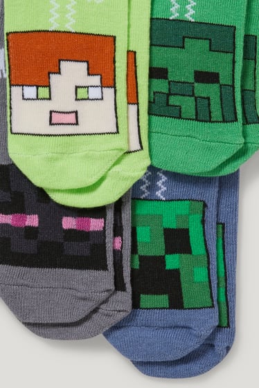Bambini: - Confezione da 4 - Minecraft - calzini corti con motivo - verde