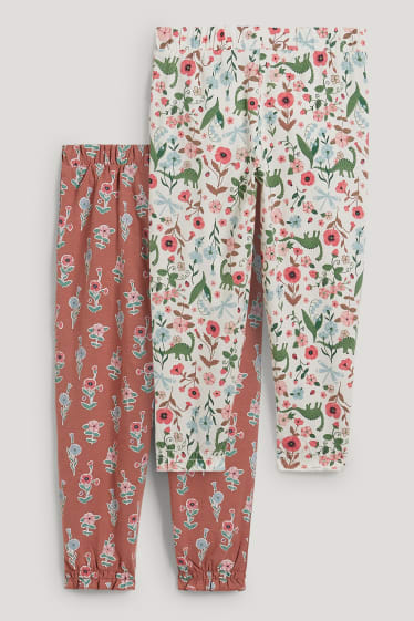 Filles - Lot de 2 - pantalons de jersey - marron