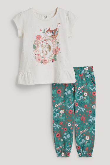 Niñas - Set - camiseta de manga corta y pantalón de punto - 2 piezas - blanco roto
