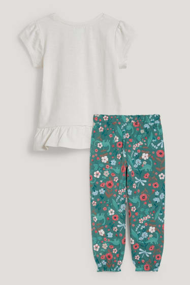 Niñas - Set - camiseta de manga corta y pantalón de punto - 2 piezas - blanco roto