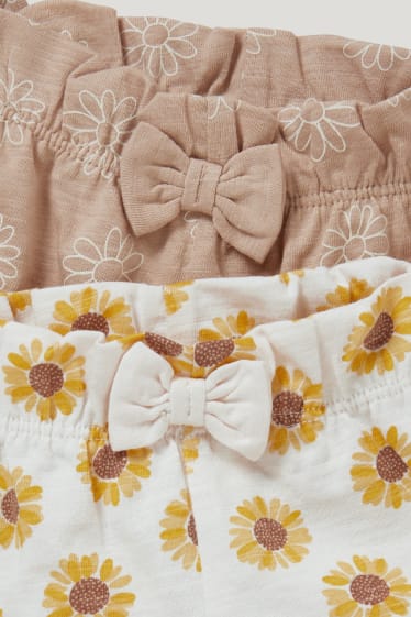 Baby Girls - Multipack 2 perechi - pantaloni scurți bebeluși - cu flori - alb-crem