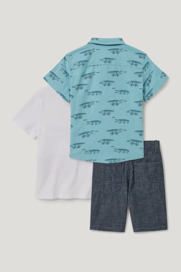 Toddler Boys - Set - maglia a maniche corte, camicia e shorts - 3 pezzi - bianco