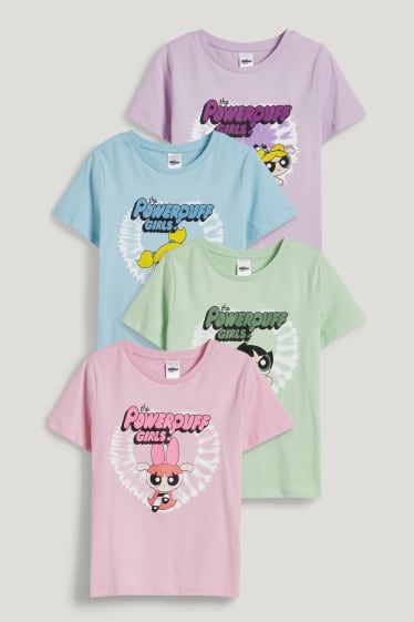 Dívčí - Multipack 4 ks - Powerpuff Girls - tričko s krátkým rukávem - světle fialová