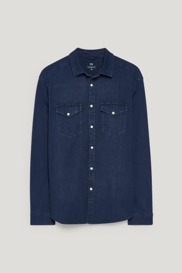 Home - Camisa texana - regular fit - Kent - texà blau fosc