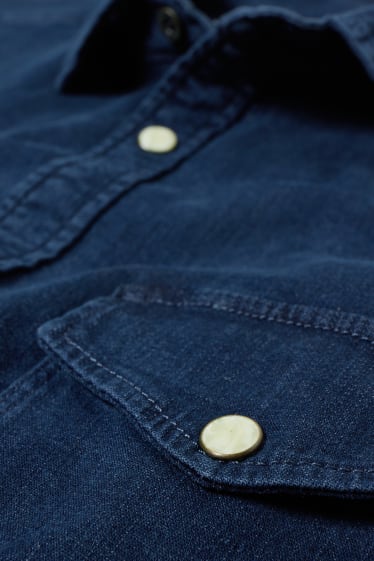 Home - Camisa texana - regular fit - Kent - texà blau fosc