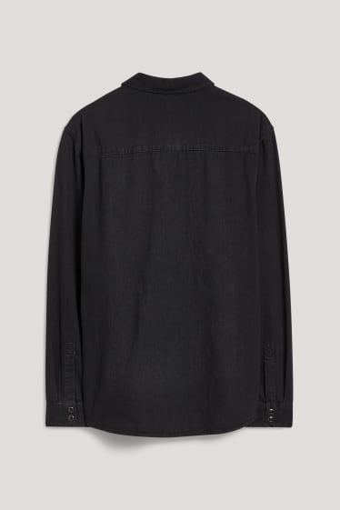 Heren - Spijkerblouse - regular fit - kent - jeansdonkergrijs