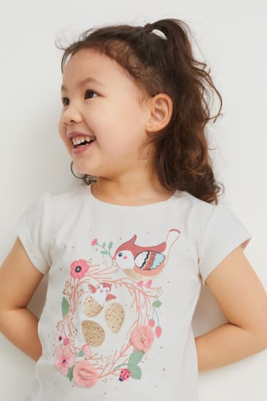 Niñas - Set - camiseta de manga corta y pantalón de punto - 2 piezas - blanco roto