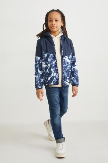 Reverskraag - Jas met capuchon - donkerblauw