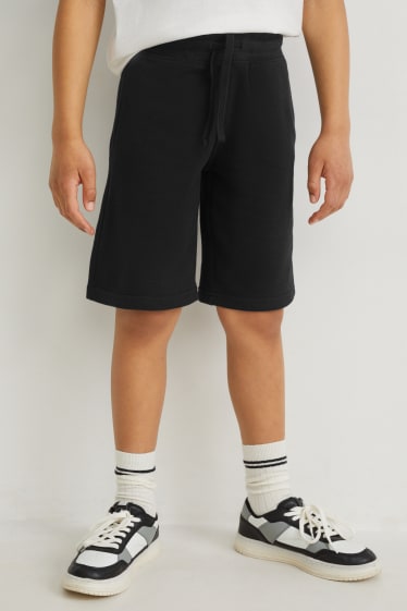 Băieți - Pantaloni scurți trening - negru