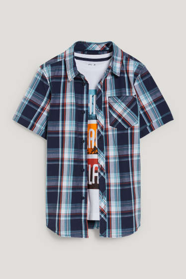 Kids Boys - Set - Hemd und Kurzarmshirt - 2 teilig - blau