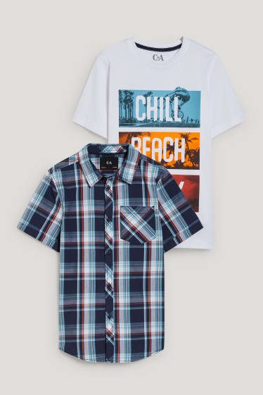Kids Boys - Set - Hemd und Kurzarmshirt - 2 teilig - blau