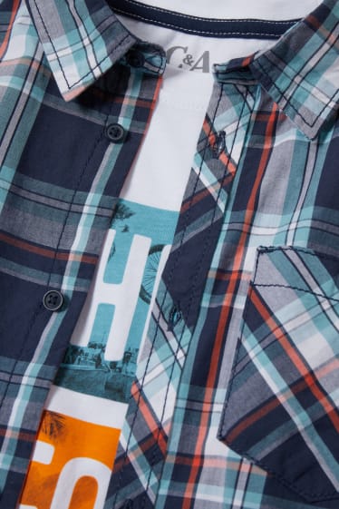 Kids Boys - Set - Hemd und Kurzarmshirt - 2 teilig - blau