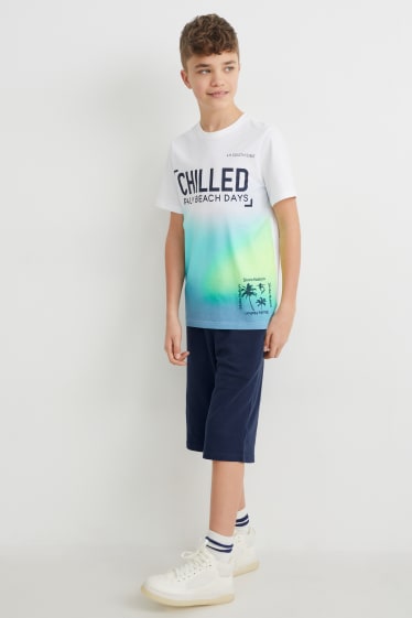 Garçons - Ensemble - T-shirt et short en molleton - 2 pièces - blanc