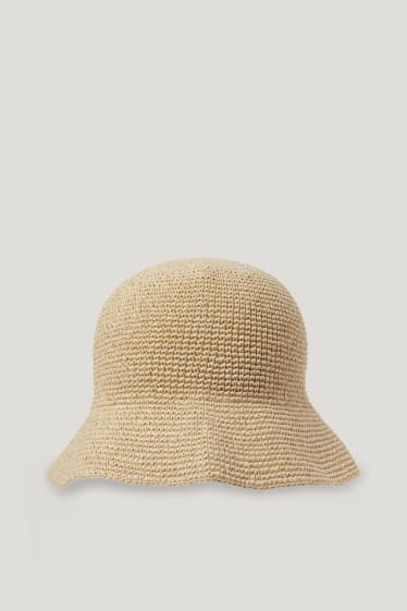 Damen - Strohhut - hellbeige