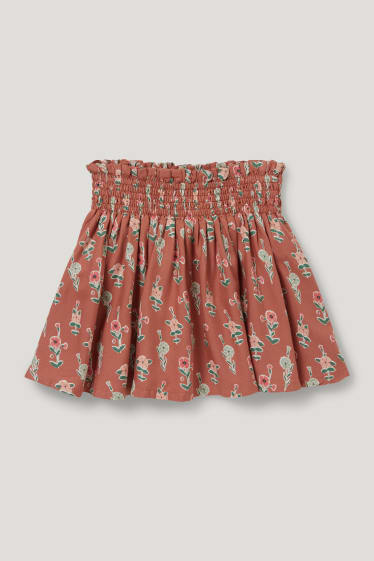 Niñas - Falda - de flores - marrón