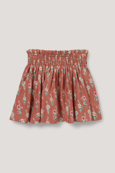 Niñas - Falda - de flores - marrón
