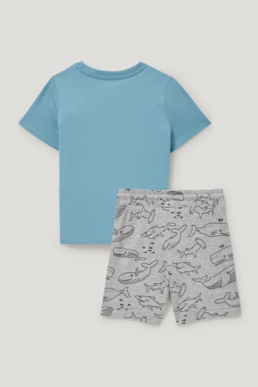 Exclusiv online - Set - tricou cu mânecă scurtă și pantaloni scurți - 2 piese - turcoaz