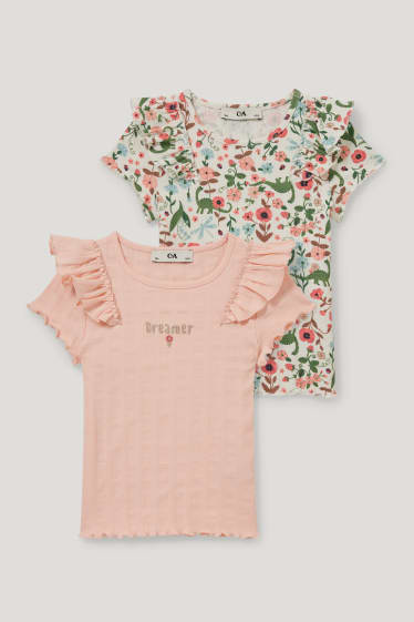 Niñas - Pack de 2 - camisetas de manga corta - rosa