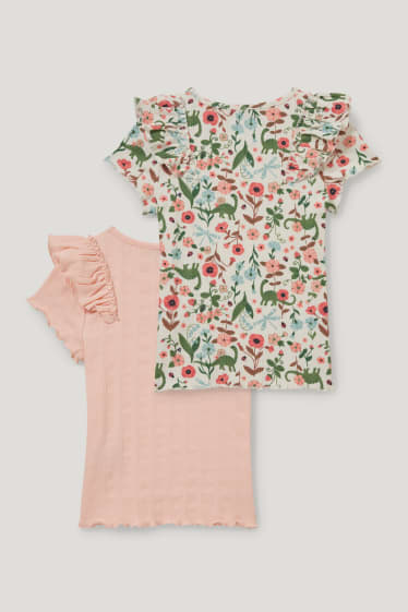 Niñas - Pack de 2 - camisetas de manga corta - rosa