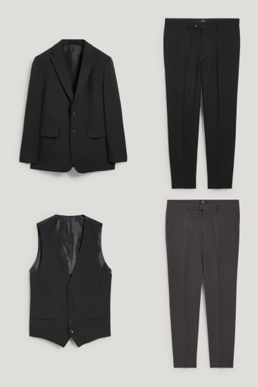 Men - Suit with two pairs of trousers - regular fit - 4 piece - black