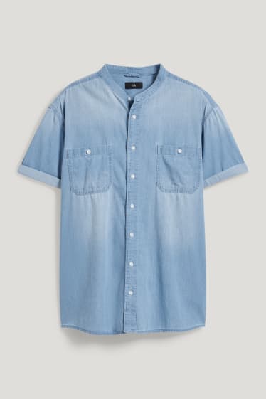 Clockhouse Boys - Camicia di jeans - regular fit - collo alla coreana - jeans azzurro