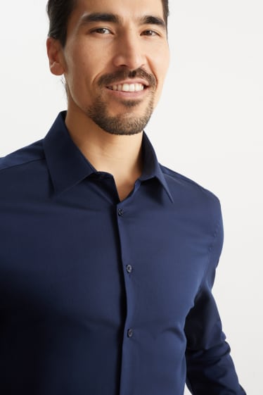 Herren - Businesshemd - Slim Fit - Kent - bügelleicht - dunkelblau