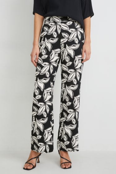 Women - Cloth trousers - high waist - palazzo - black