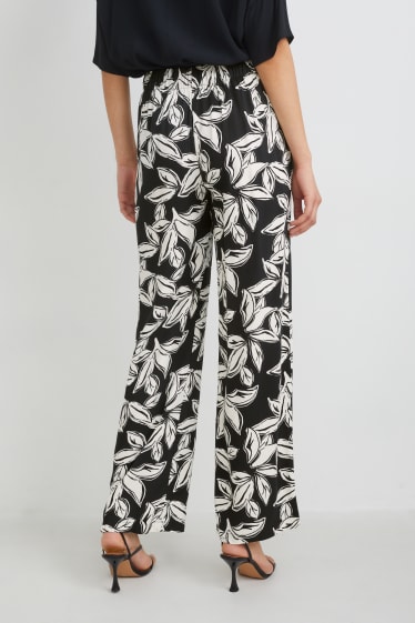 Women - Cloth trousers - high waist - palazzo - black