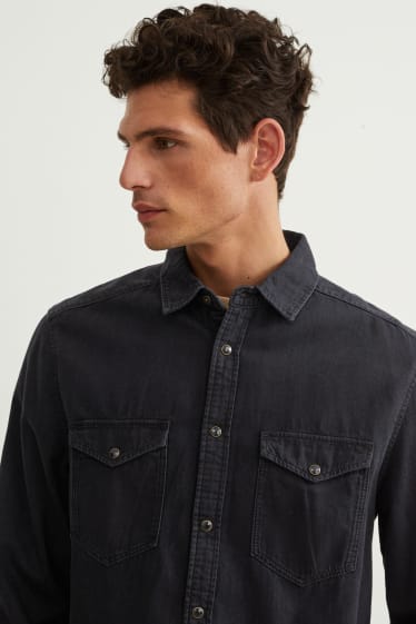 Heren - Spijkerblouse - regular fit - kent - jeansdonkergrijs