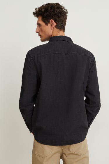 Heren - Spijkerblouse - regular fit - kent - jeansdonkergrijs