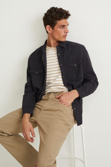 Heren - Spijkerblouse - regular fit - kent - jeansdonkergrijs