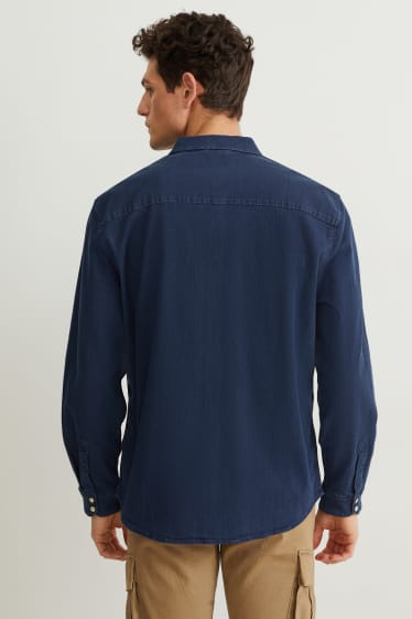 Home - Camisa texana - regular fit - Kent - texà blau fosc