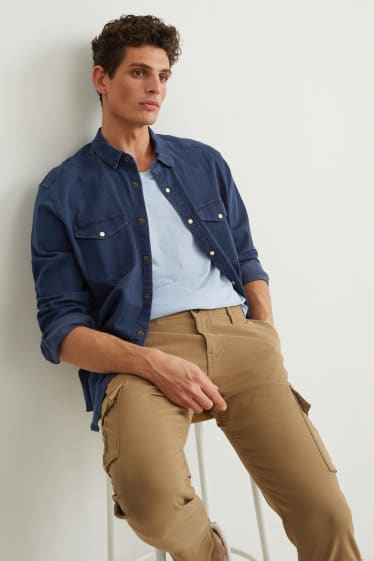 Home - Camisa texana - regular fit - Kent - texà blau fosc