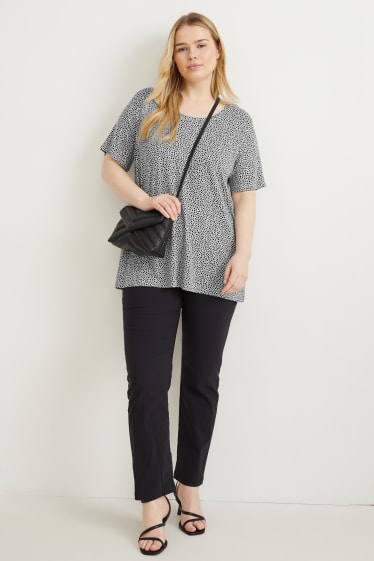 Femmes - T-Shirt - à pois - noir / gris