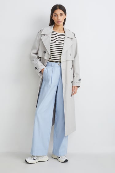 Women - Blouse - striped - dark blue / creme white