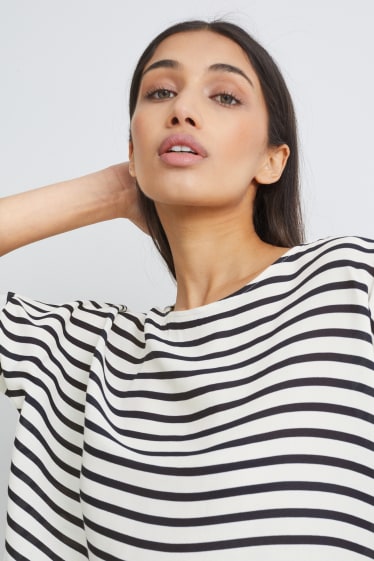 Women - Blouse - striped - dark blue / creme white
