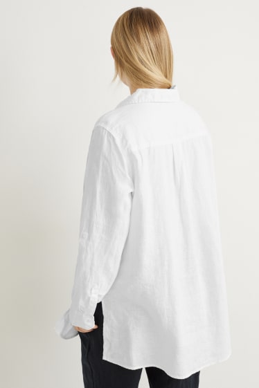 Donna - Blusa di lino - bianco