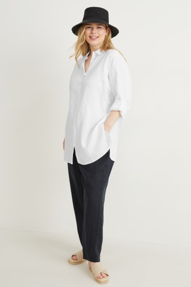 Donna - Blusa di lino - bianco