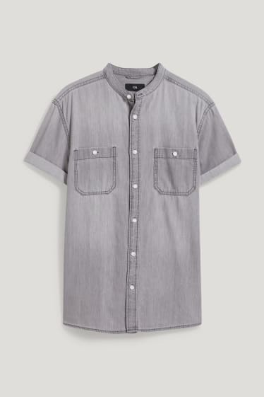 Clockhouse Boys - Camicia - regular fit - collo alla coreana - grigio melange