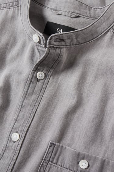 Clockhouse Boys - Shirt - regular fit - band collar - gray-melange
