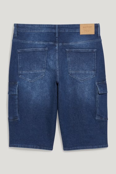 Heren - Denim cargoshort - jeansdonkerblauw